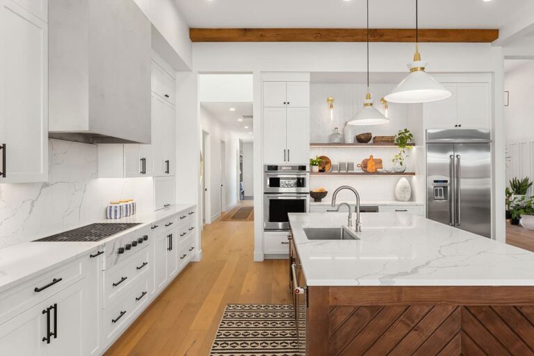 Beautiful White Kitchen In New Luxury Home With Large Island